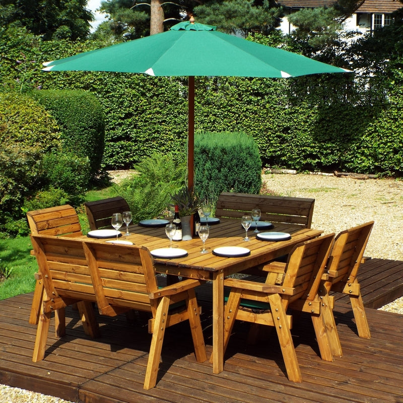 Charles Taylor 8 Seat Square Table Deluxe Scandinavian Redwood Garden Furniture