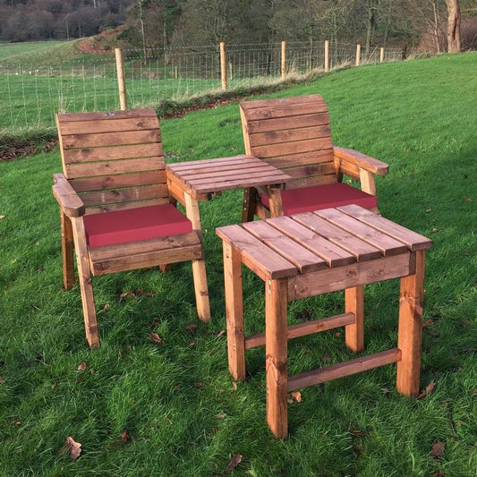 Charles Taylor Deluxe Garden Bistro Set by Charles Taylor - 2 Seats Burgundy Cushions