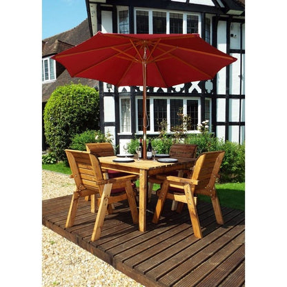 Charles Taylor Scandinavian Redwood Garden Patio Dining Set by Charles Taylor - 4 Seats Burgundy Cushions