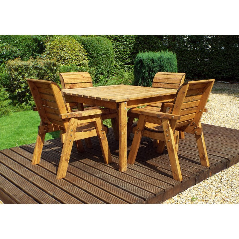 Charles Taylor Scandinavian Redwood Garden Patio Dining Set by Charles Taylor - 4 Seats Burgundy Cushions