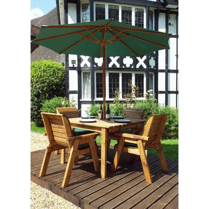 Charles Taylor Scandinavian Redwood Garden Patio Dining Set by Charles Taylor - 4 Seats Green Cushions