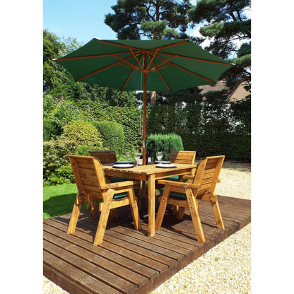 Charles Taylor Scandinavian Redwood Garden Patio Dining Set by Charles Taylor - 4 Seats Green Cushions