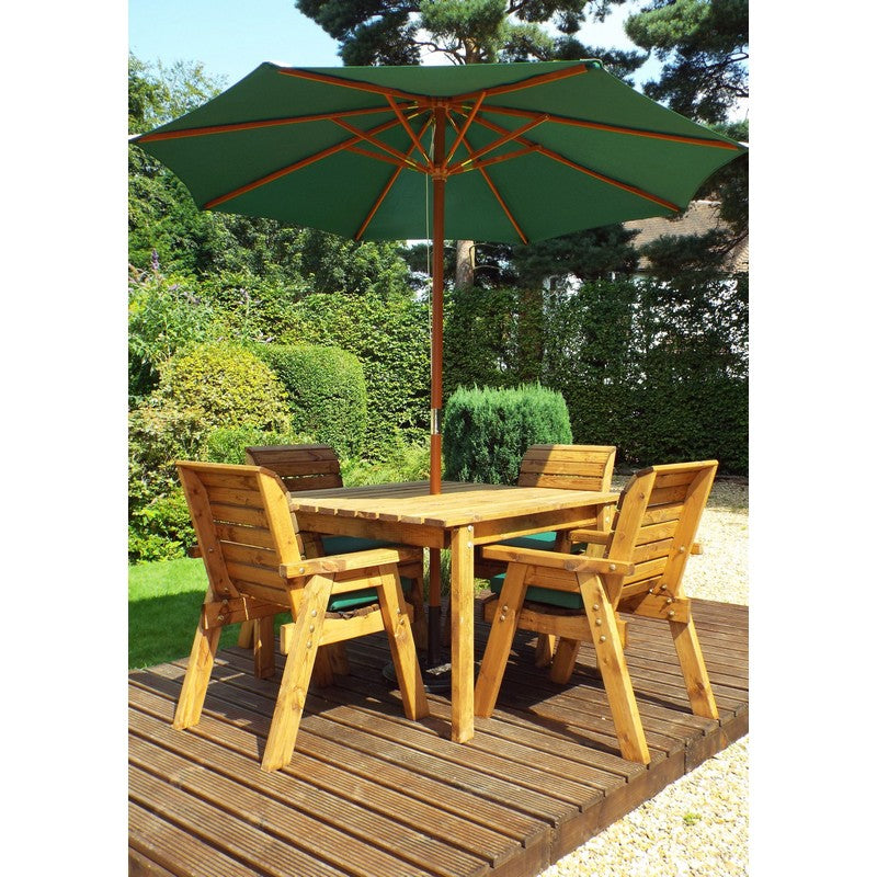 Charles Taylor Scandinavian Redwood Garden Patio Dining Set by Charles Taylor - 4 Seats Green Cushions