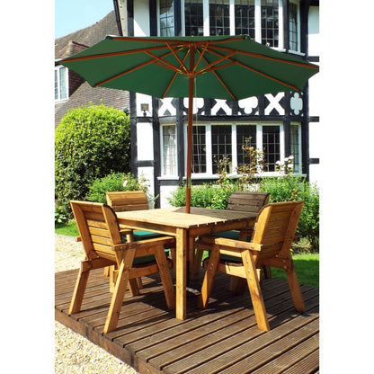 Charles Taylor Scandinavian Redwood Garden Patio Dining Set by Charles Taylor - 4 Seats Green Cushions