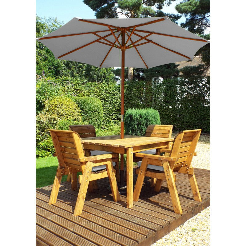 Charles Taylor Scandinavian Redwood Garden Patio Dining Set by Charles Taylor - 4 Seats Grey Cushions