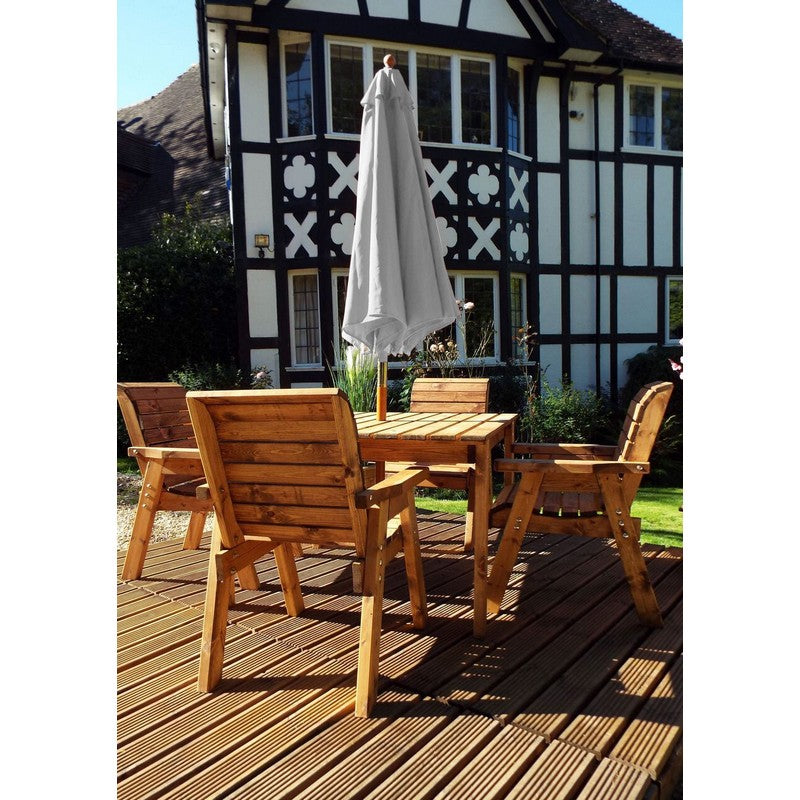 Charles Taylor Scandinavian Redwood Garden Patio Dining Set by Charles Taylor - 4 Seats Grey Cushions