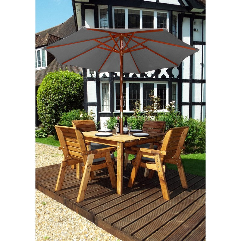 Charles Taylor Scandinavian Redwood Garden Patio Dining Set by Charles Taylor - 4 Seats Grey Cushions