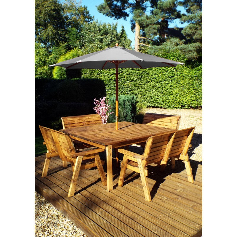 Charles Taylor Scandinavian Redwood Garden Patio Dining Set by Charles Taylor - 8 Seats Grey Cushions