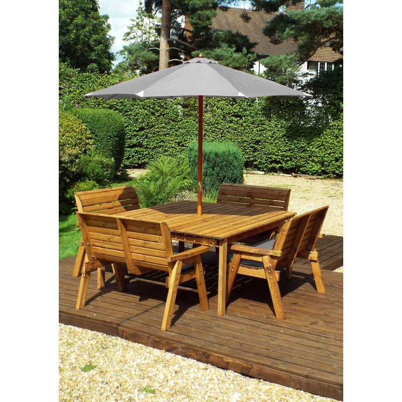 Charles Taylor Scandinavian Redwood Garden Patio Dining Set by Charles Taylor - 8 Seats Grey Cushions