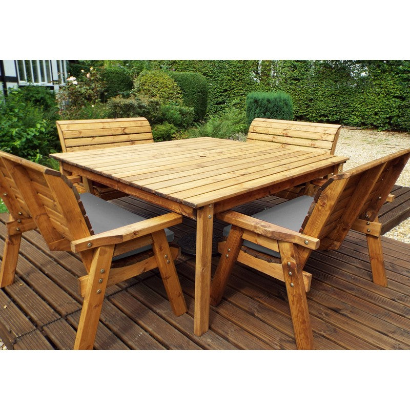 Charles Taylor Scandinavian Redwood Garden Patio Dining Set by Charles Taylor - 8 Seats Grey Cushions