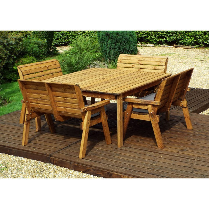 Charles Taylor Scandinavian Redwood Garden Patio Dining Set by Charles Taylor - 8 Seats Grey Cushions