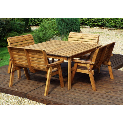 Charles Taylor 8 Seat Deluxe Scandinavian Redwood Square Bench Garden Furniture