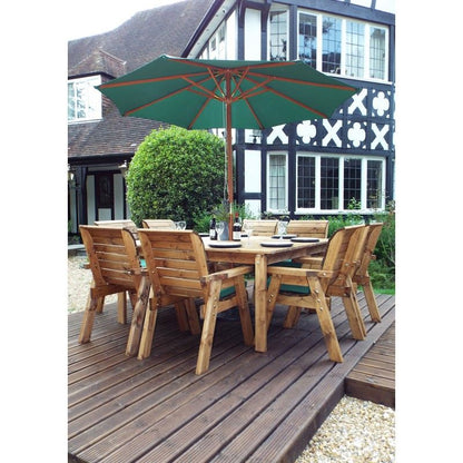 Charles Taylor Scandinavian Redwood Garden Patio Dining Set by Charles Taylor - 8 Seats Green Cushions