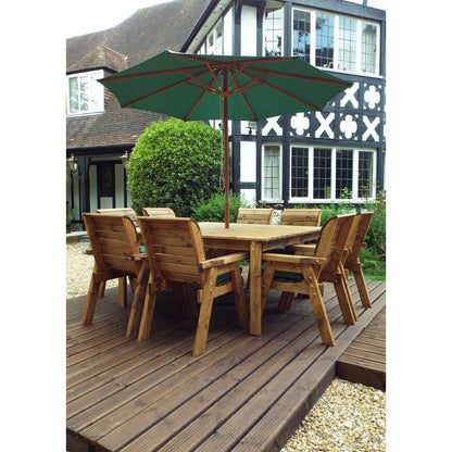 Charles Taylor Scandinavian Redwood Garden Patio Dining Set by Charles Taylor - 8 Seats Green Cushions