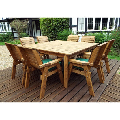 Charles Taylor Scandinavian Redwood Garden Patio Dining Set by Charles Taylor - 8 Seats Green Cushions