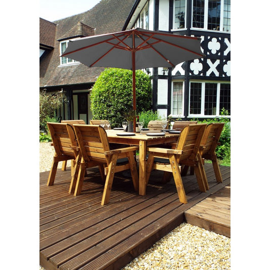 Charles Taylor Scandinavian Redwood Garden Patio Dining Set by Charles Taylor - 8 Seats Grey Cushions