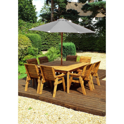 Charles Taylor Scandinavian Redwood Garden Patio Dining Set by Charles Taylor - 8 Seats Grey Cushions