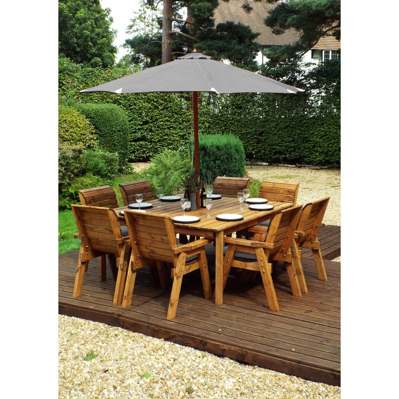 Charles Taylor Scandinavian Redwood Garden Patio Dining Set by Charles Taylor - 8 Seats Grey Cushions