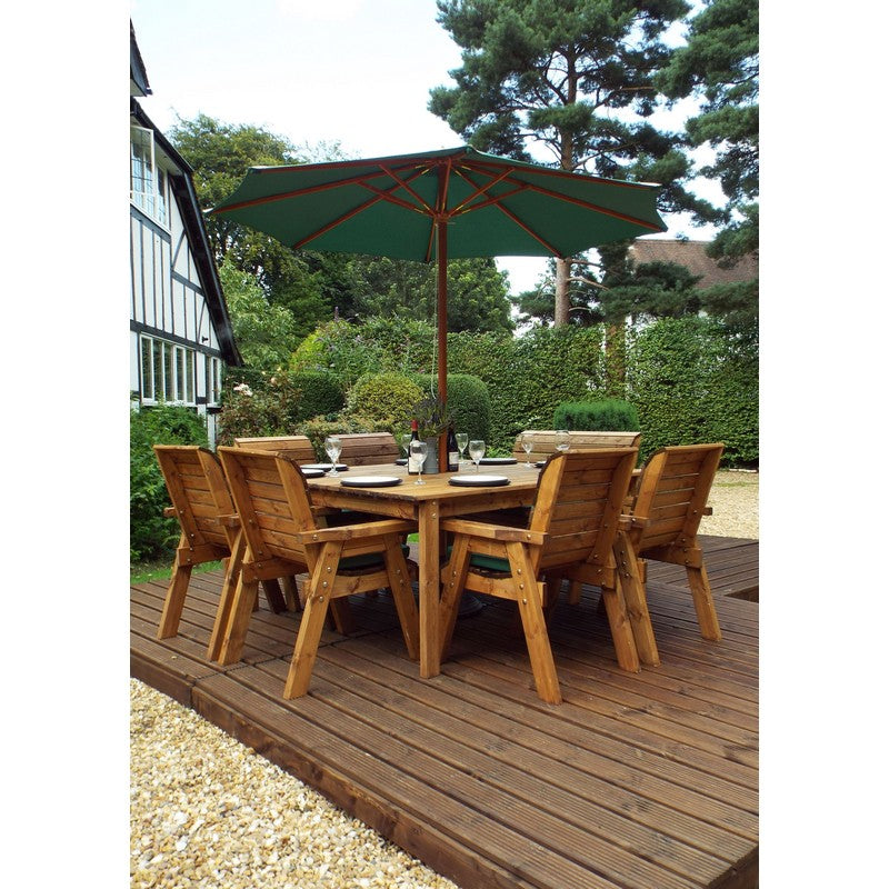 Charles Taylor Scandinavian Redwood Garden Patio Dining Set by Charles Taylor - 8 Seats Green Cushions