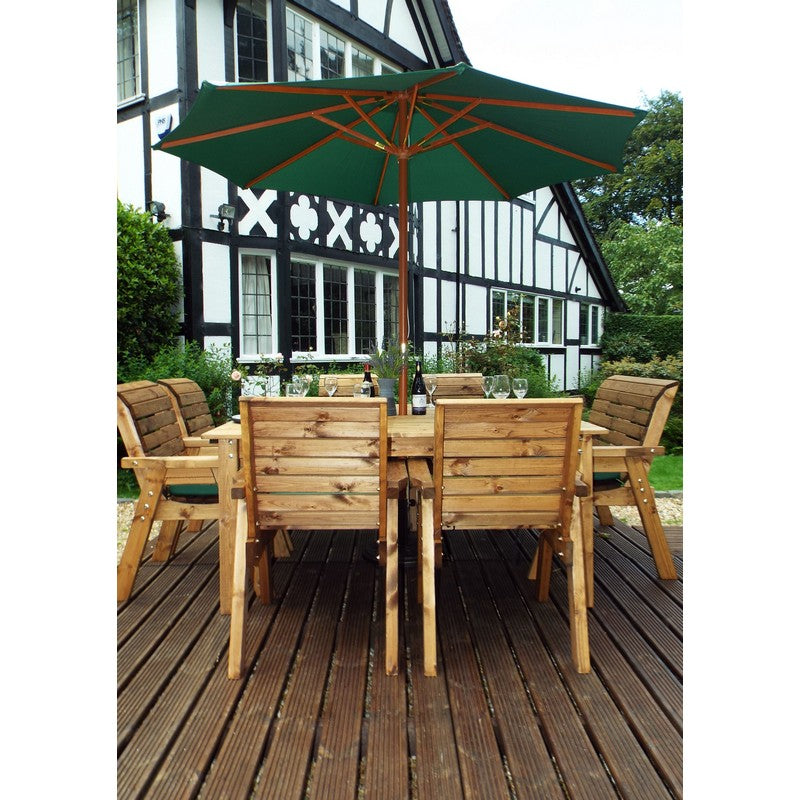 Charles Taylor Scandinavian Redwood Garden Patio Dining Set by Charles Taylor - 8 Seats Green Cushions