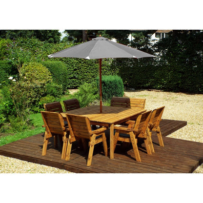 Charles Taylor Scandinavian Redwood Garden Patio Dining Set by Charles Taylor - 8 Seats Grey Cushions