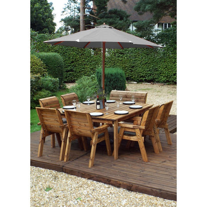 Charles Taylor Scandinavian Redwood Garden Patio Dining Set by Charles Taylor - 8 Seats Grey Cushions