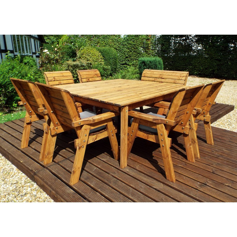 Charles Taylor Scandinavian Redwood Garden Patio Dining Set by Charles Taylor - 8 Seats Grey Cushions