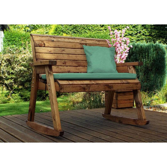 Charles Taylor Scandinavian Redwood Garden Bench by Charles Taylor - 2 Seats Green Cushions