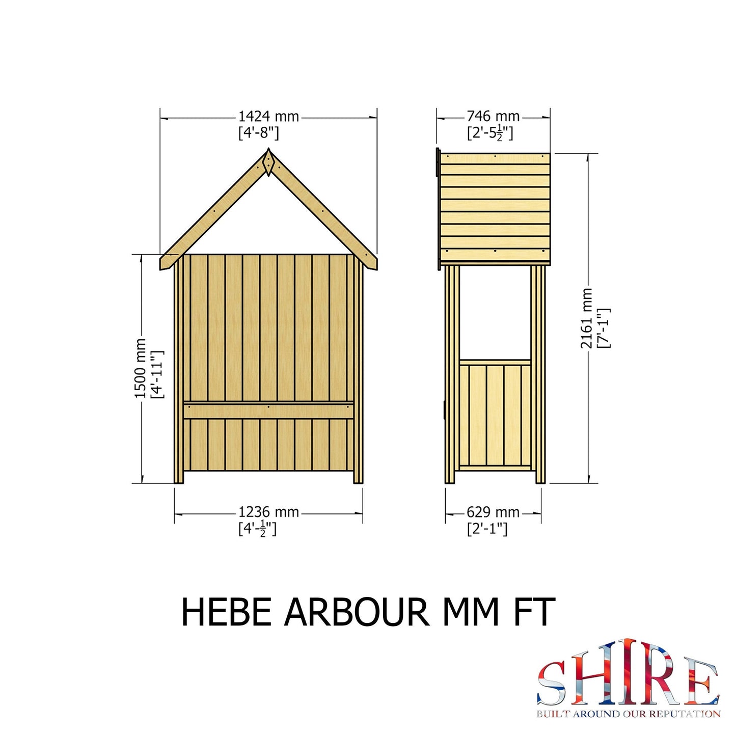 Shire Hebe Pressure Treated Garden Arbour 5' x 3'