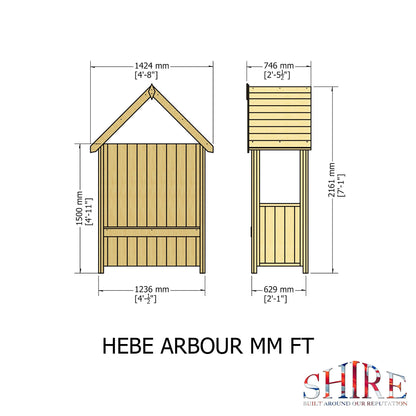 Shire Hebe Pressure Treated Garden Arbour 5' x 3'