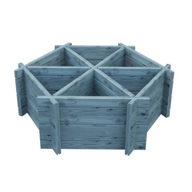 Garden Planter Hexagonal Larch 6 Section Blue Grey by Shire - 1m