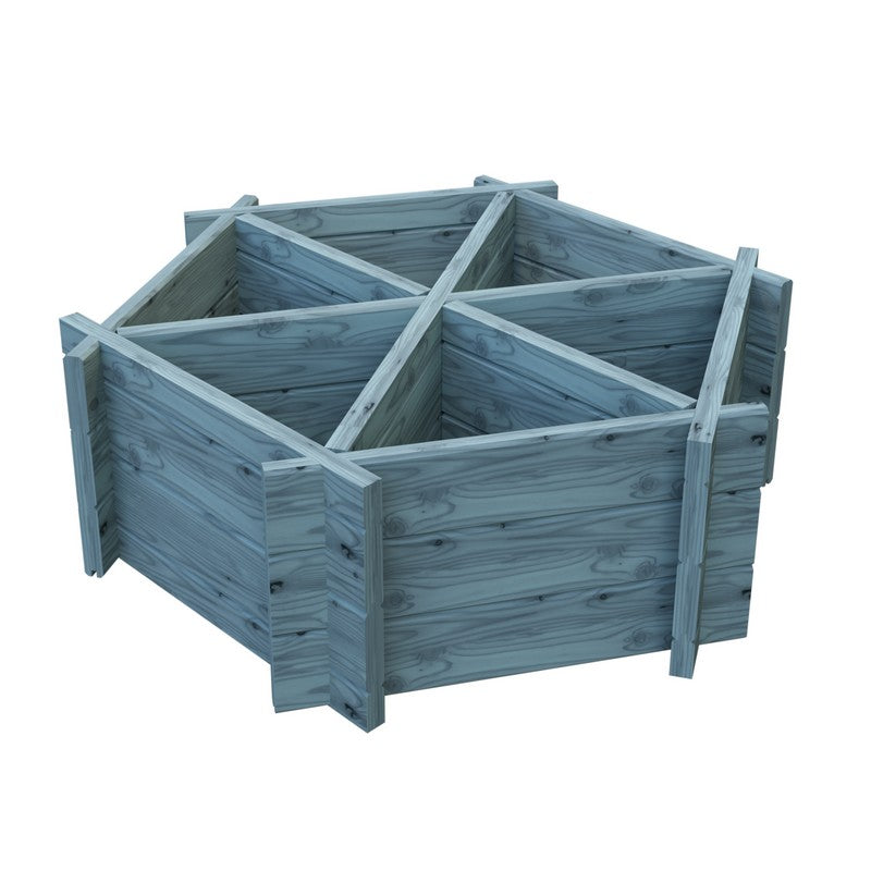 Garden Planter Hexagonal Larch 6 Section Blue Grey by Shire - 1m