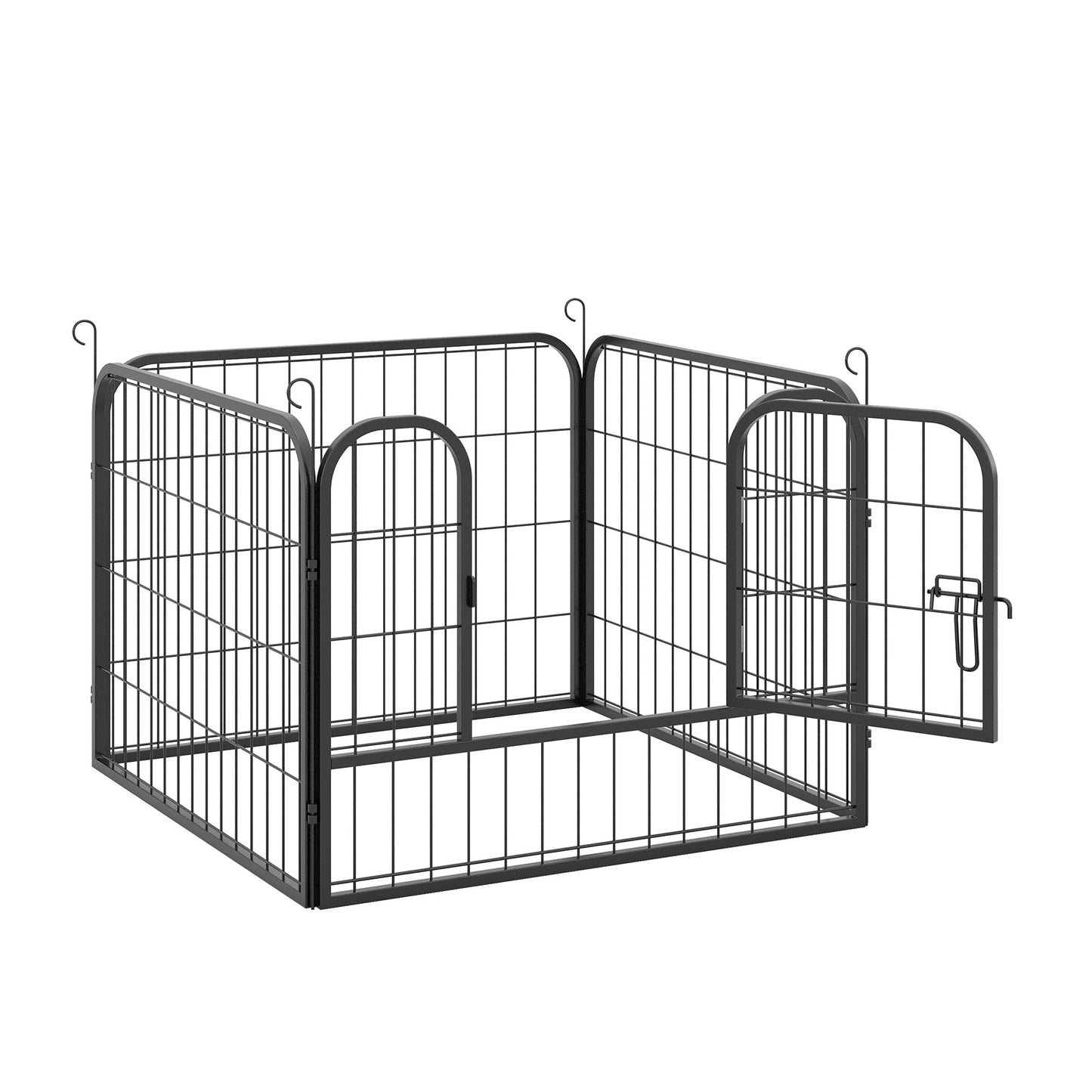 PawHut Heavy Duty Dog Pens Pet Puppy Metal PlayPen 4 Panel Foldable Dog Crate Kennel 82 x 82 x 60 cm