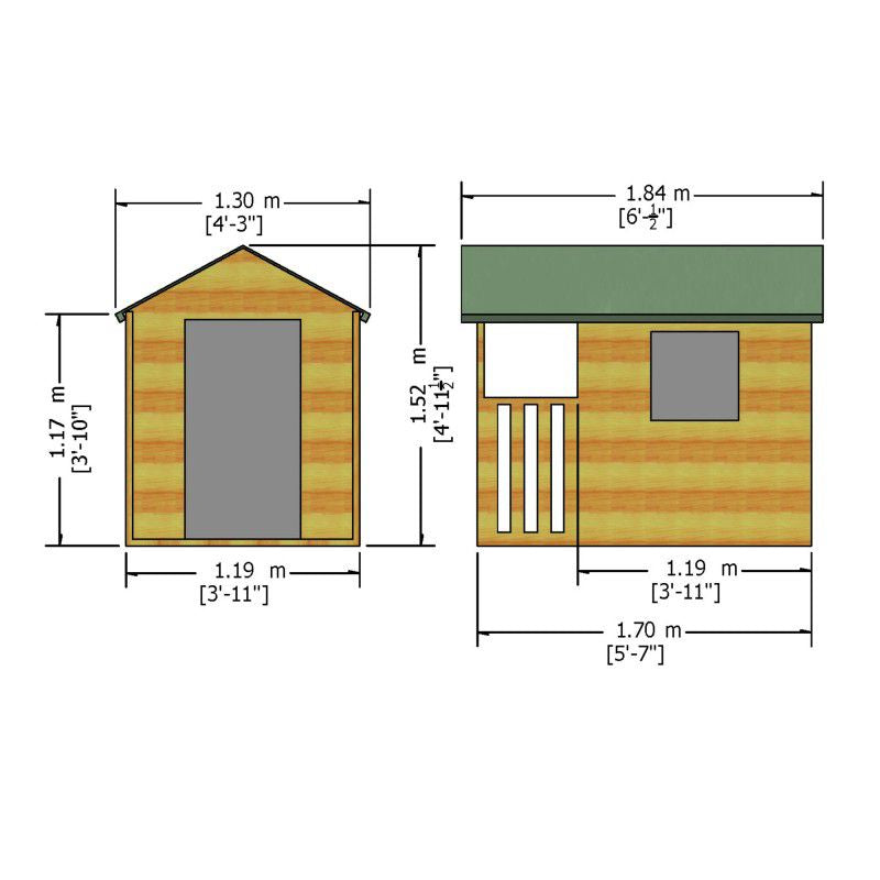 Shire Shire Hide 3' 10" x 3' 10" Apex Children's Playhouse - Premium Dip Treated Shiplap