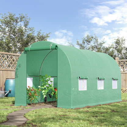 4.5m x 2m x 2m Walk-in Tunnel Greenhouse Garden Plant Growing House with Door and Ventilation Window