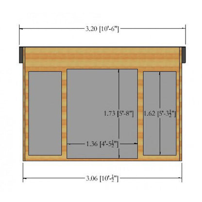 Shire Shire Highclere 10' 5" x 9' 10" Pent Summerhouse - Premium Dip Treated Shiplap