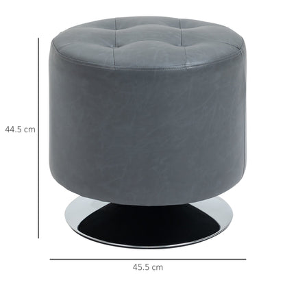 Homcom 360 Swivel Foot Stool Round PU Ottoman with Thick Sponge Padding and Solid Steel Base