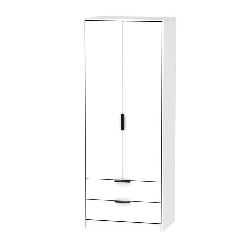 Swift Drayton Tall Wardrobe White 2 Doors 2 Drawers