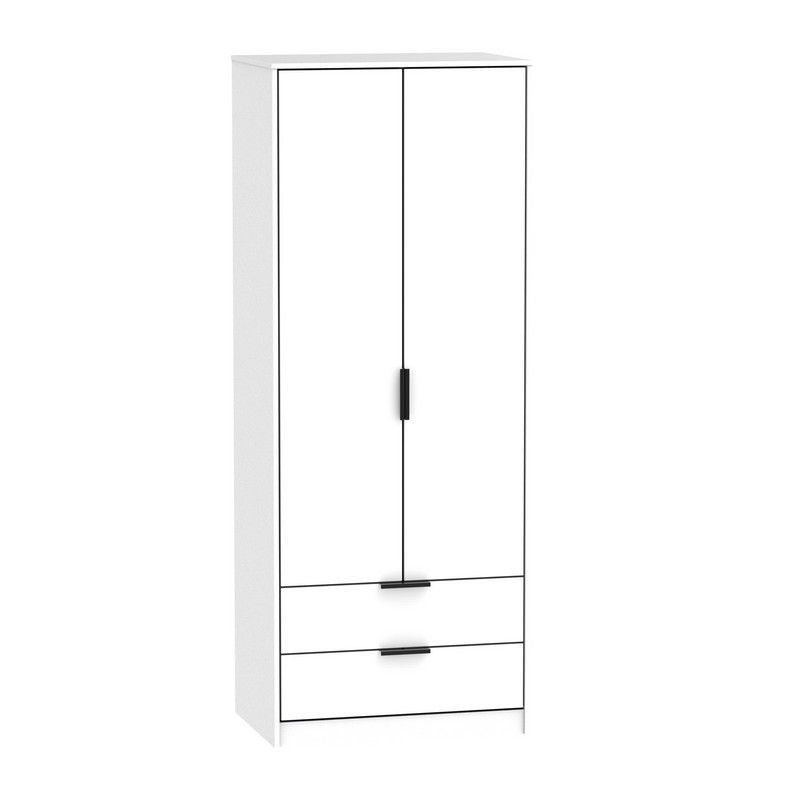 Swift Drayton Tall Wardrobe White 2 Doors 2 Drawers