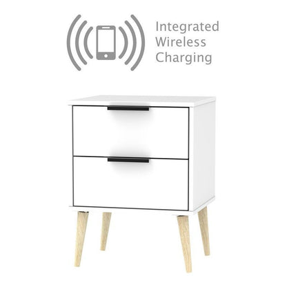 Swift Drayton Wireless Charger Side Table White 2 Drawers