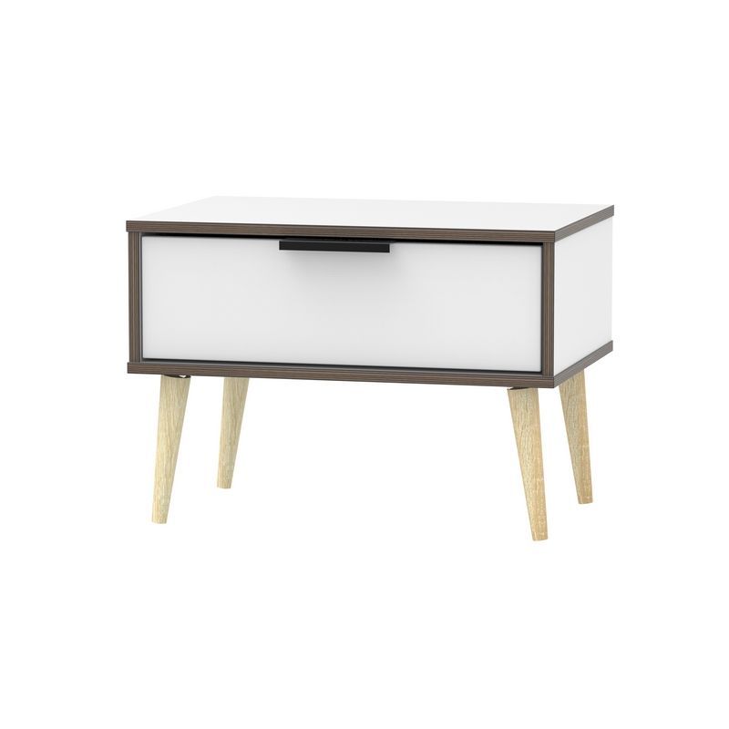 Swift Drayton Side Table Natural & White 1 Drawer