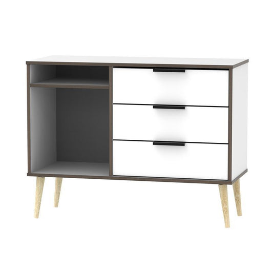 Swift Drayton TV Unit Natural & White 2 Shelves 3 Drawers