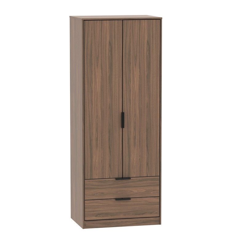 Swift Drayton Tall Wardrobe Brown 2 Doors 2 Drawers