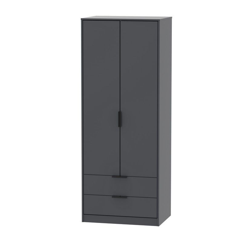 Swift Drayton Tall Wardrobe Black 2 Doors 2 Drawers