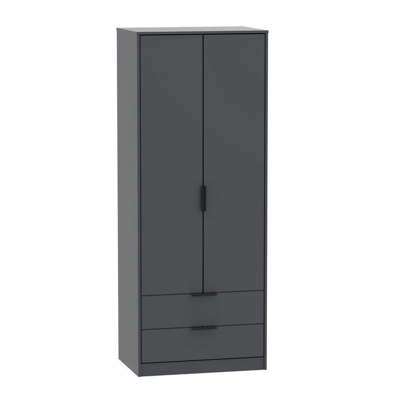 Swift Drayton Tall Wardrobe Black 2 Doors 2 Drawers