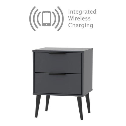 Swift Drayton Wireless Charger Side Table Black 2 Drawers