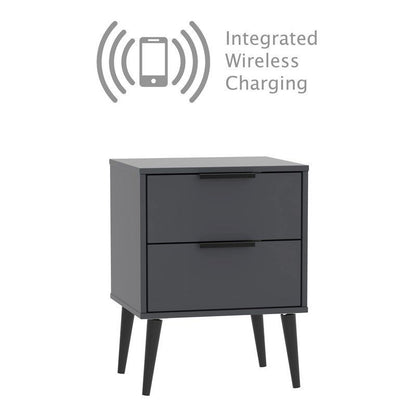 Swift Drayton Wireless Charger Side Table Black 2 Drawers