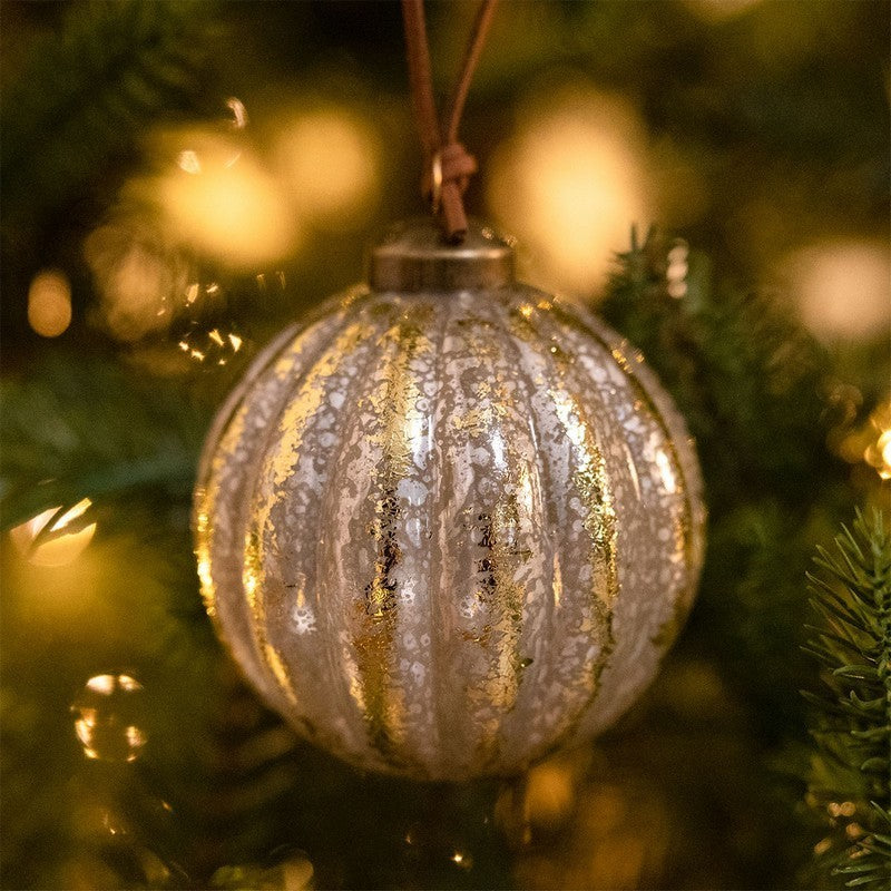 Wensum 12 x Christmas Tree Baubles Decoration Black & Gold with Glitter Pattern - 8cm Industrial by Wensum