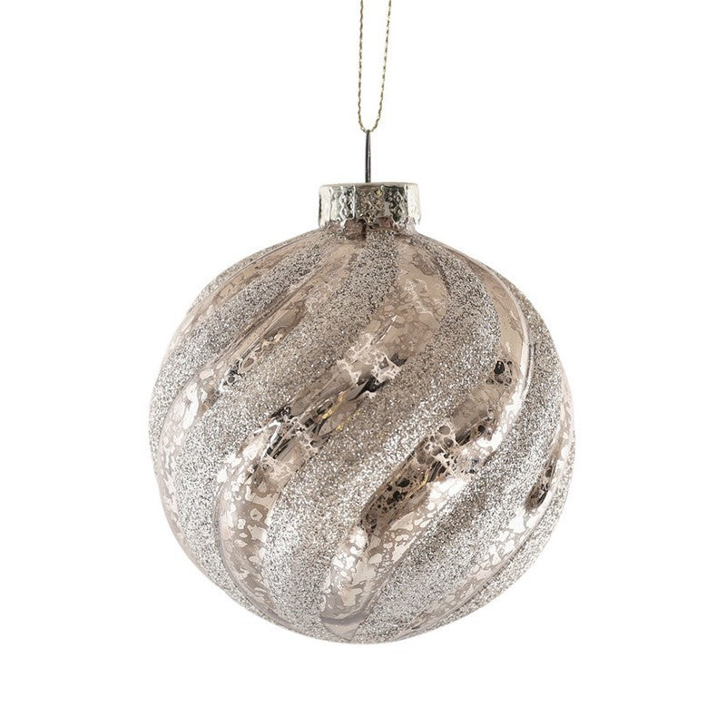 Wensum 12 x Christmas Tree Baubles Decoration Red & Gold with Glitter Pattern - 8cm by Wensum