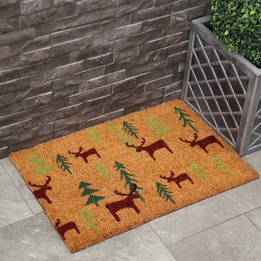 Wensum Doormat Christmas Decoration Light Brown with Forest Pattern - 60cm by Wensum